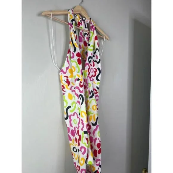 NWT Rhode Tali Lip Painted Bloom Crisscross Halter Mini Dress Multi Color Size 4